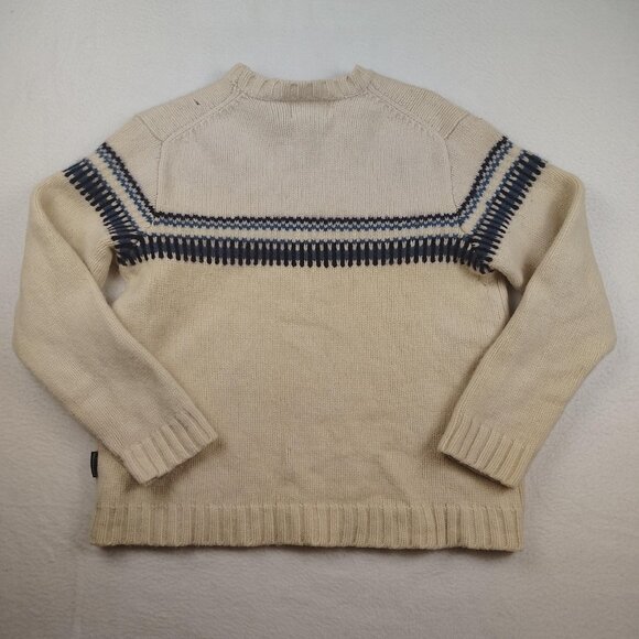 VTG American Eagle Lambswool Sweater Mens M/L/XL Cream Fair Isle Crewneck - Picture 2 of 8